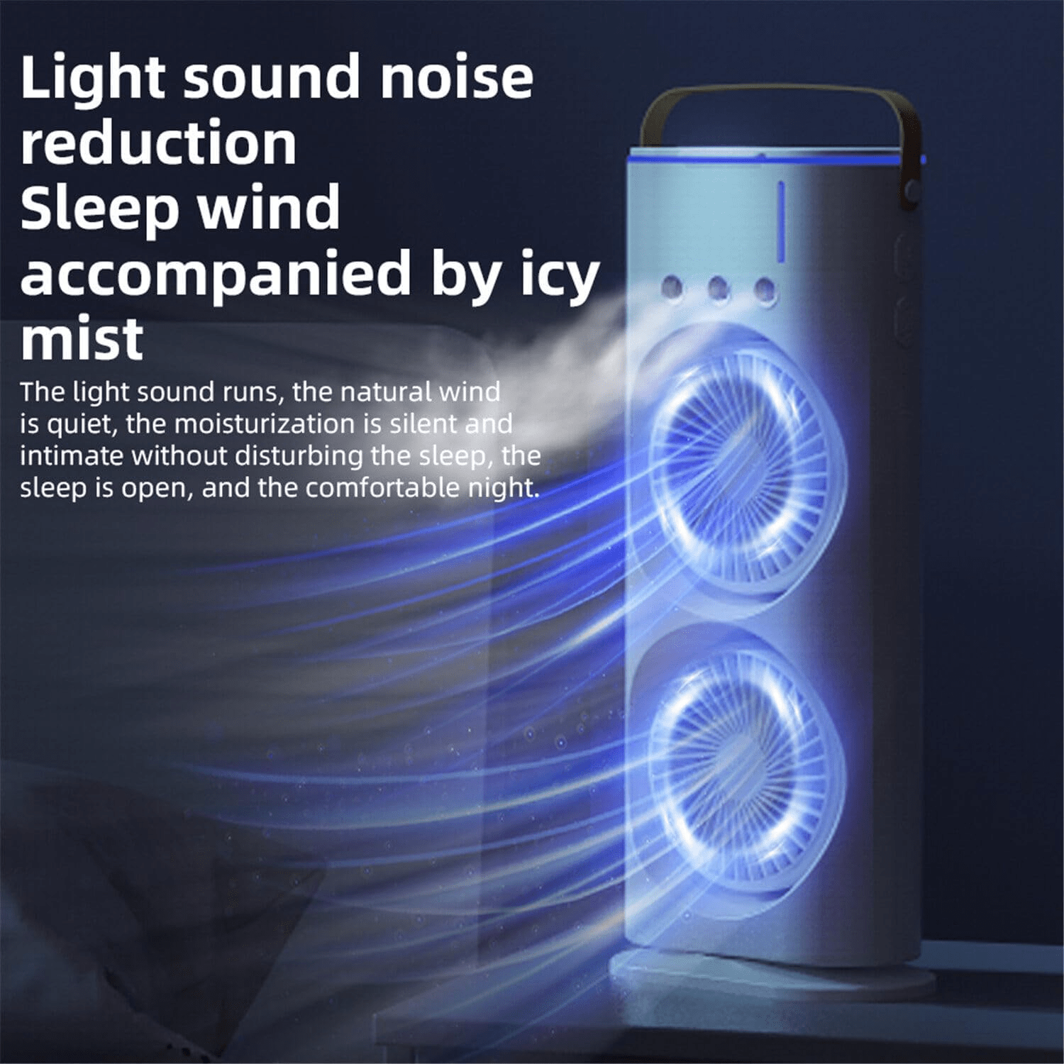 Double head tower fan with control humidifier 180 ° adjustable 90 ° rotary desk fan