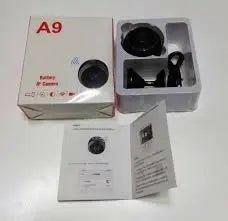 Gadget Spark small Wi-Fi security camera with accessories and user manual in original packaging